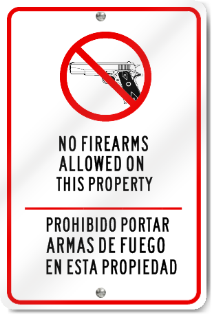 English/Spanish No Firearms Sign