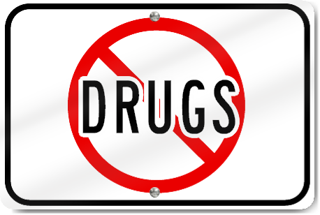 Horizontal No Drugs (Symbol) Sign