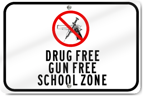 Horizontal Drug Free Gun Free School Zone Sign