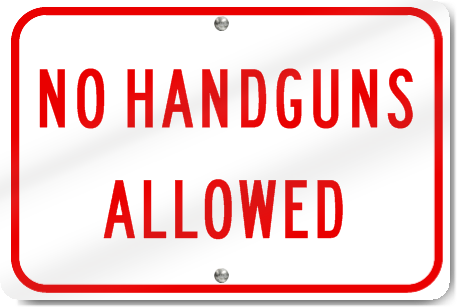 Horizontal No Handguns Allowed Sign