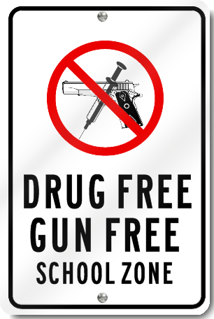 Drug Free Gun Free School Zone Sign