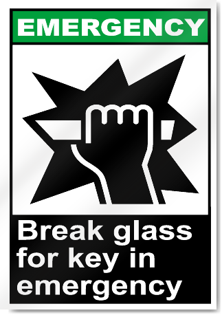 Break Glass For Key In Emergency Emergency Signs