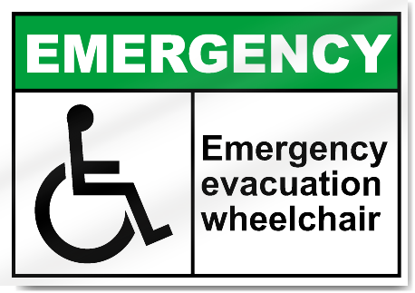 Emergency Evacuation Wheelchair Emergency Signs