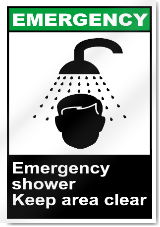 Emergency Shower Keep Area Clear Emergency Signs