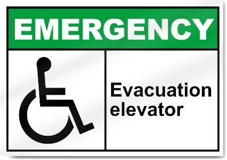 Evacuation Elevator Emergency Signs