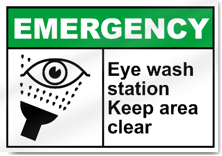 Eye Wash Station Keep Area Clear Emergency Signs