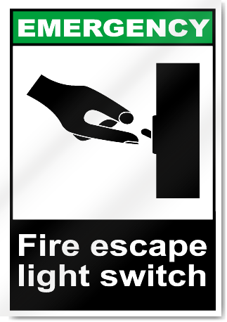 Fire Escape Light Switch Emergency Signs