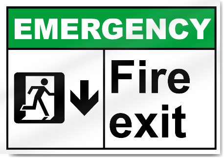Fire Exit Down Emergency Signs
