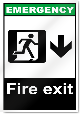 Fire Exit Down Emergency Signs