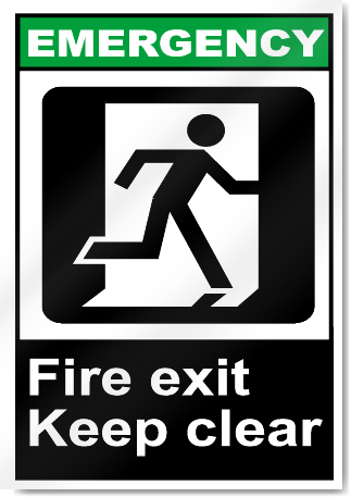 Fire Exit Keep Clear Emergency Signs