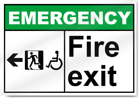 Fire Exit Left All Emergency Signs