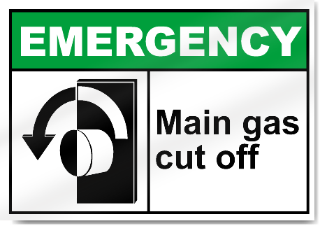 Main Gas Cut Off Emergency Signs