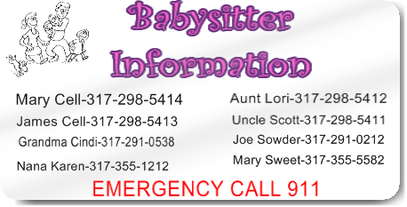 Babysitter Information Magnet
