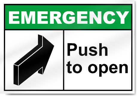 Push to open sign