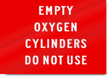 Empty Oxygen Cylinders Do Not Use Sign