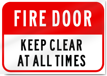 Fire Door Keep Clear At All Times Sign 