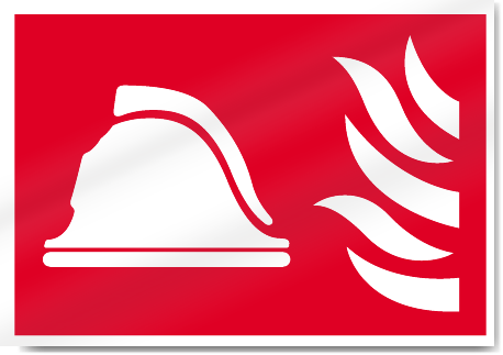 Helmet And Flames Fire Signs