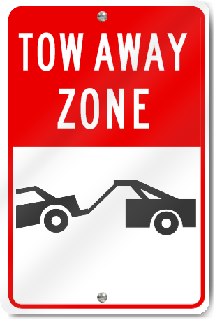 Tow Away Zone (Graphic) Metal Sign