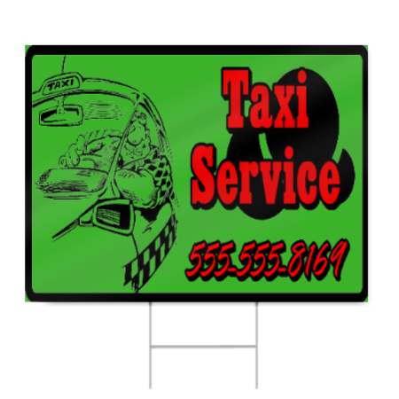 Green Taxi Service Sign