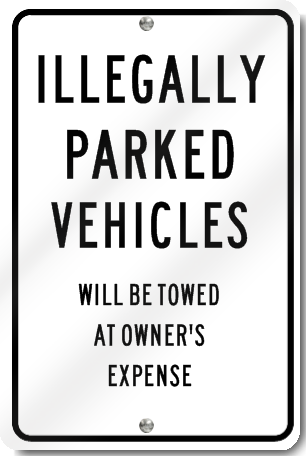 Illegally Parked Vehicles Will Be Towed Sign