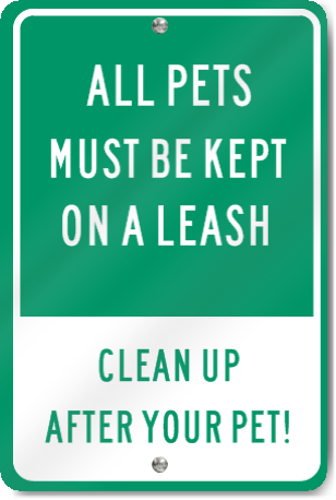 All Pets On Leash Metal Sign