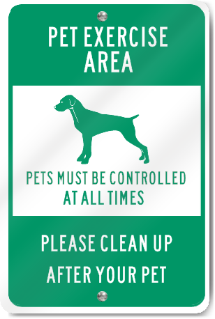 Pet Exercise Area Sign