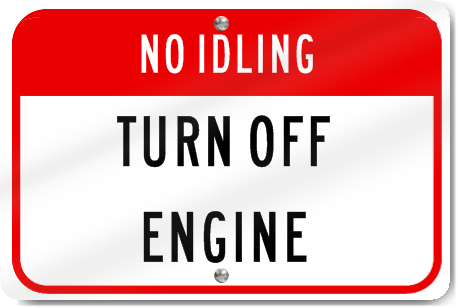 Horizontal No Idling Turn Off Engine Sign