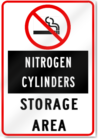 No Smoking Nitrogen Cylinders Storage Area Sign 