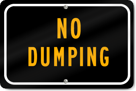 Horizontal No Dumping Parking Sign