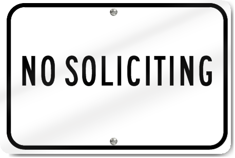 Horizontal No Soliciting Aluminum Sign