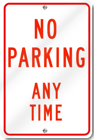 No Parking Any Time Sign in Red