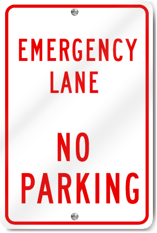 Emergency Lane No Parking Sign