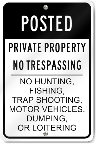 Posted Private Property No Trespassing Sign