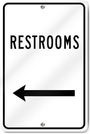 Restrooms Left Arrow Sign