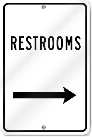 Restrooms Right Arrow Sign