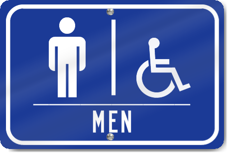 Horizontal Restrooms Men/Handicap Sign