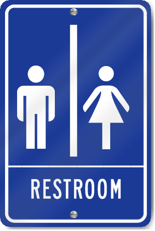 Restrooms Men/Women Sign