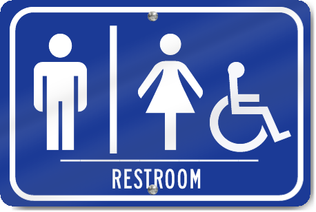 Horizontal Restrooms Men/Women Handicap Sign