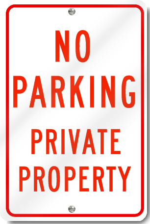 No Parking Private Property Sign in Red