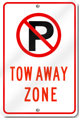 No Parking Tow Away Zone Sign With Symbol