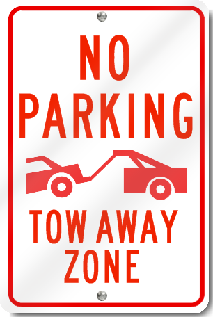 No Parking Tow Away Zone Sign With Graphic