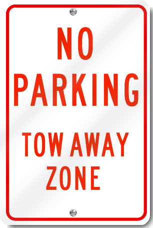 No Parking Tow Away Zone Sign in Red