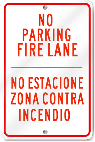 No Stopping Or Standing Fire Lane Sign