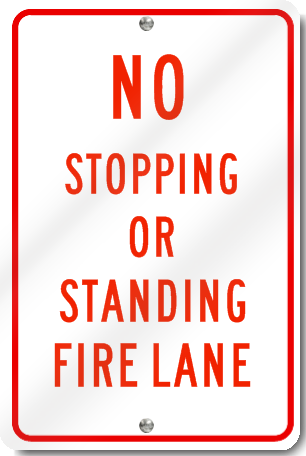 No Stopping Or Standing Fire Lane Sign