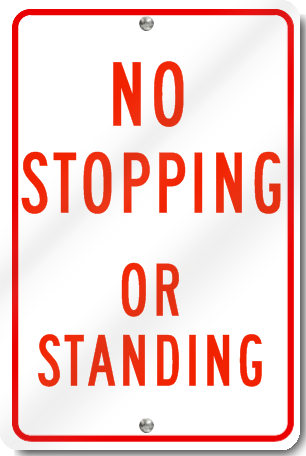 No Stopping Or Standing Sign