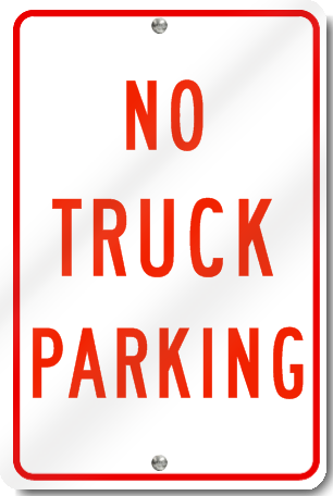 No Truck Parking Sign in Red