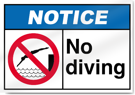 No Diving Notice Signs