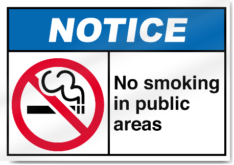 No Smoking In Public Areas Notice Signs | SignsToYou.com