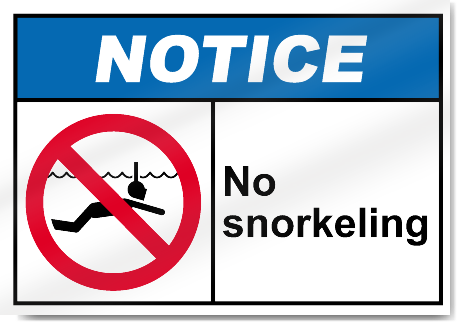 No Snorkeling Notice Signs