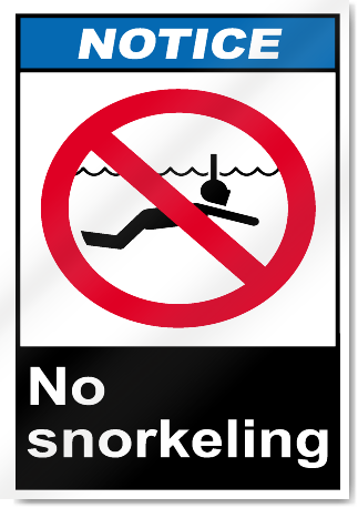 No Snorkeling Notice Signs